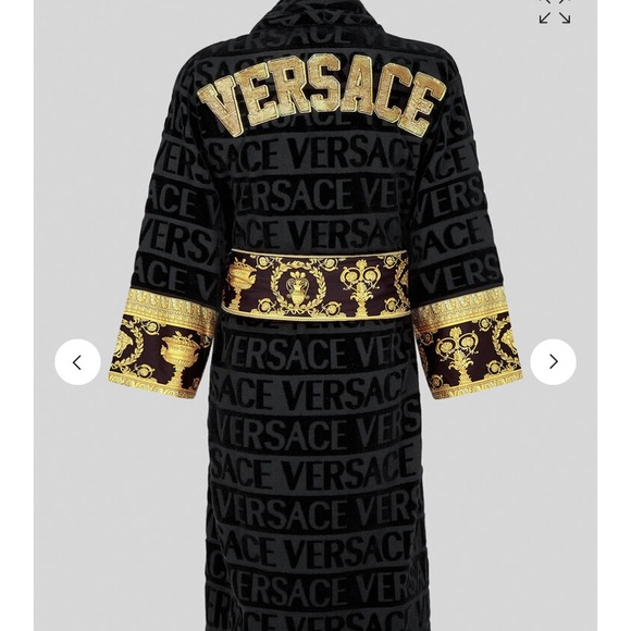 VERSACE EMBROIDERED LOGO BAROQUE BATHROBE - Picture 2 of 4